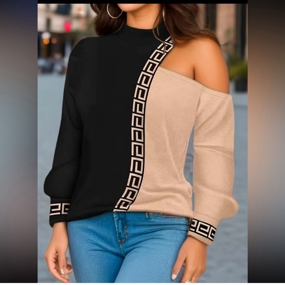 Source Unknown Tops - New Color block cut out shoulder Woman’s Blouse